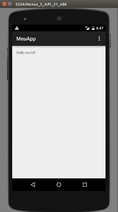 Meu primeiro Projeto Android Agora desbloqueie o emulador clicando no cadeado no centro