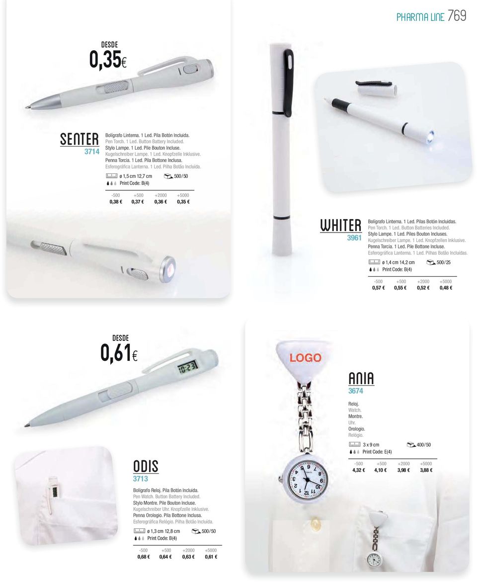 Pen Torch. 1 Led. Button Batteries Included. Stylo Lampe. 1 Led. Piles Bouton Incluses. Kugelschreiber Lampe. 1 Led. Knopfzellen Inklusive. Penna Torcia. 1 Led. Pile Bottone Incluse.