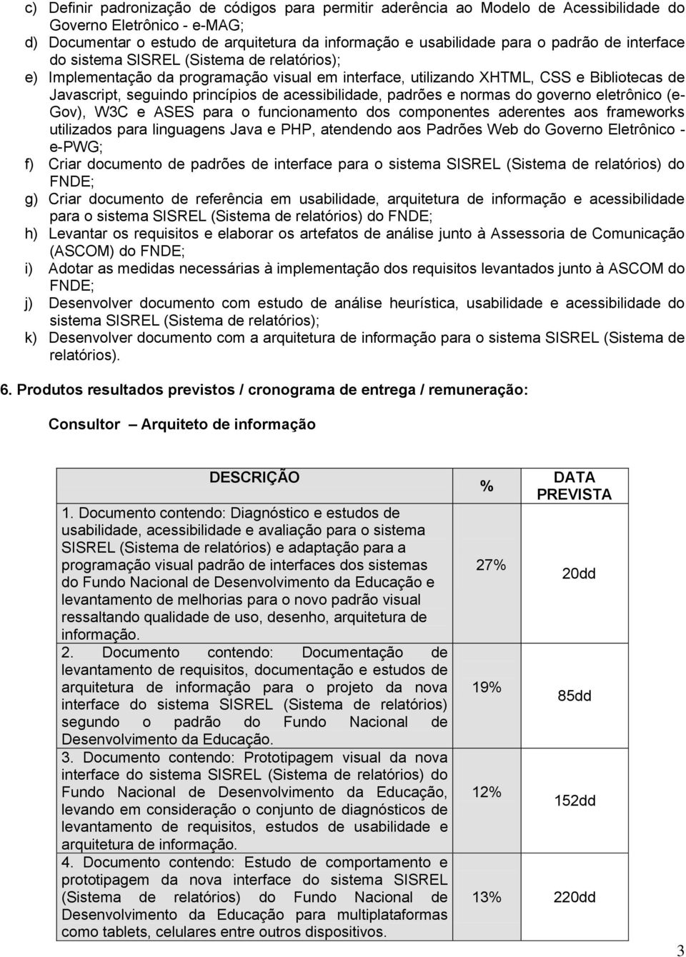 padrões e normas do governo eletrônico (e- Gov), W3C e ASES para o funcionamento dos componentes aderentes aos frameworks utilizados para linguagens Java e PHP, atendendo aos Padrões Web do Governo