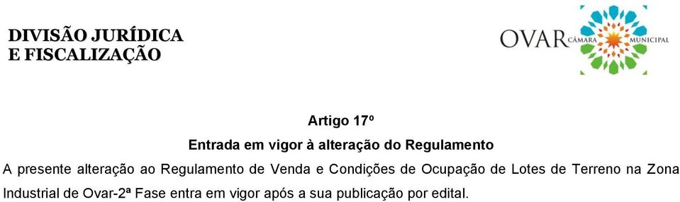 de Ocupação de Lotes de Terreno na Zona Industrial de