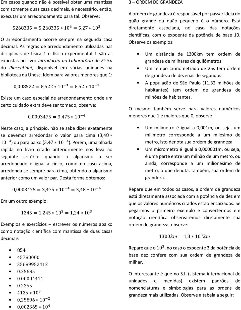 Notação Científica Notacao de Engenharia Exercícios, PDF, Sistema  internacional de unidades