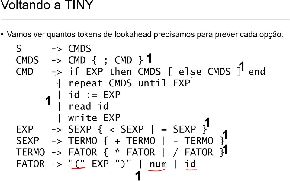 repeat CMDS until EXP id := EXP read id write EXP EXP -> SEXP { < SEXP = SEXP } SEXP