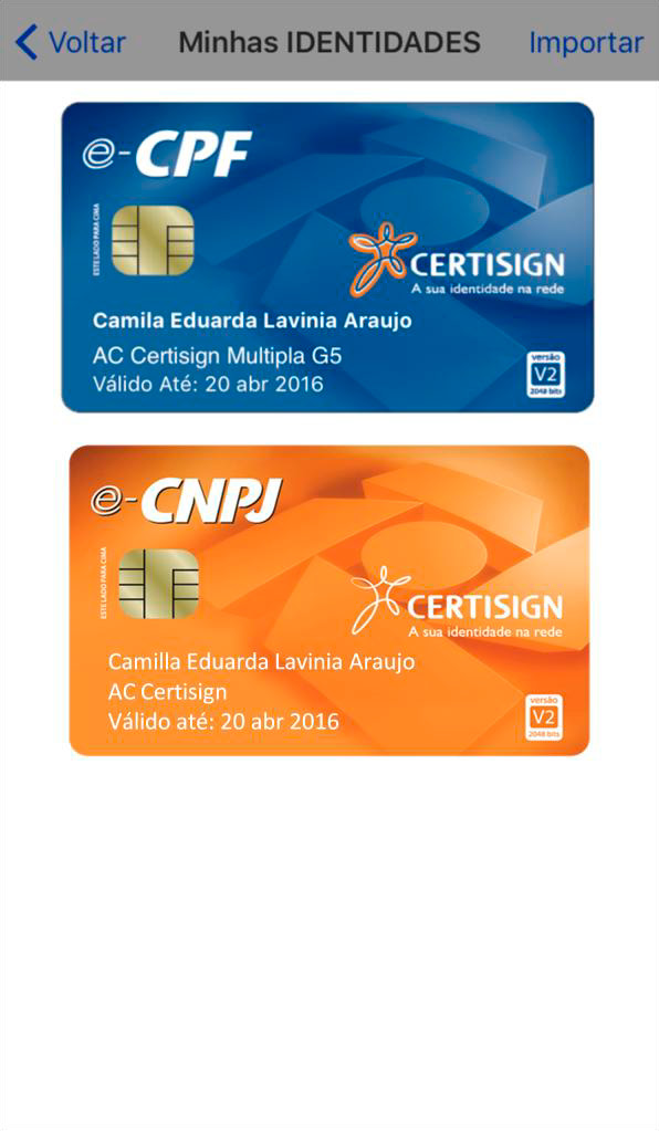 Guia de Uso - Mobile ID Página 22 Após isso vá em Importar.