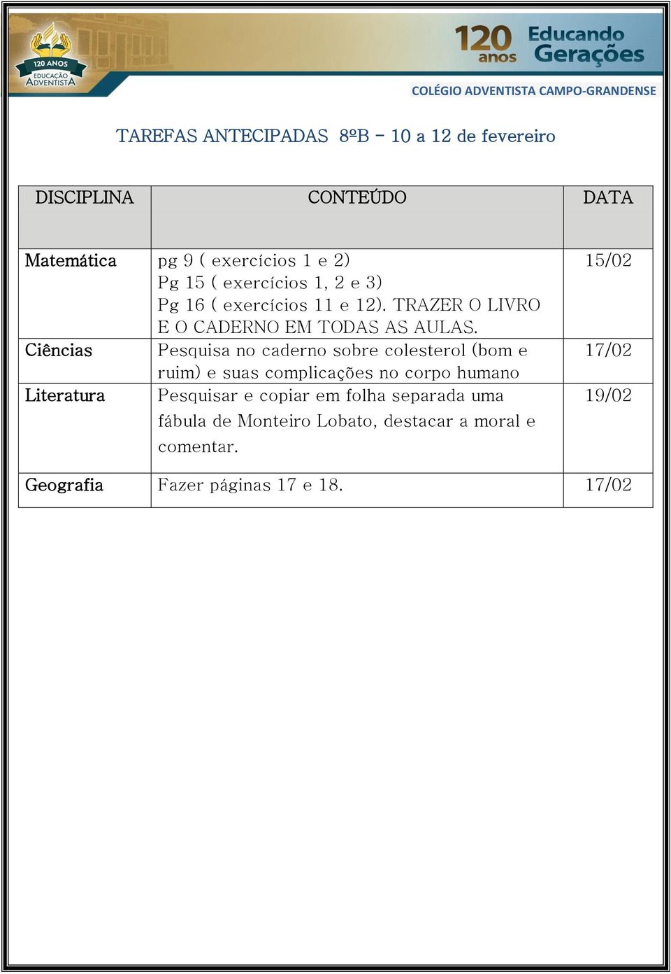 Ciências Pesquisa no caderno sobre colesterol (bom e ruim) e suas complicações no corpo humano Literatura