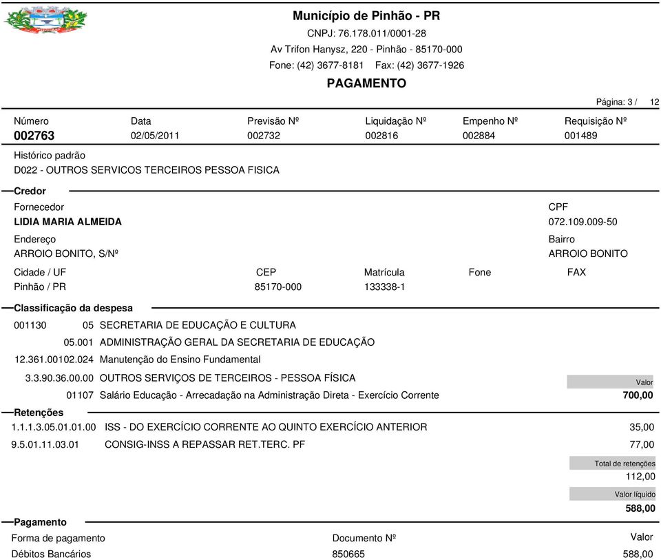 024 Manutenção do Ensino Fundamental 3.3.90.36.00.