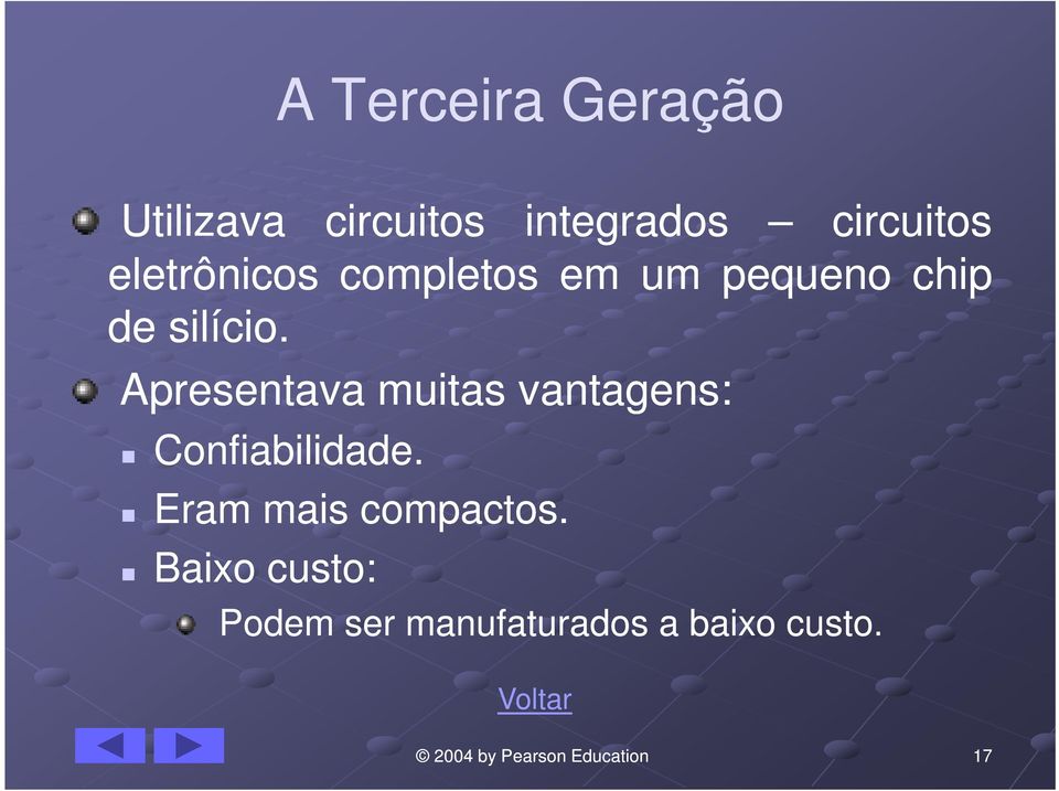 Apresentava muitas vantagens: Confiabilidade.