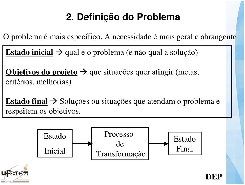 solução) Objetivos do projeto que situações quer atingir (metas, critérios, melhorias)