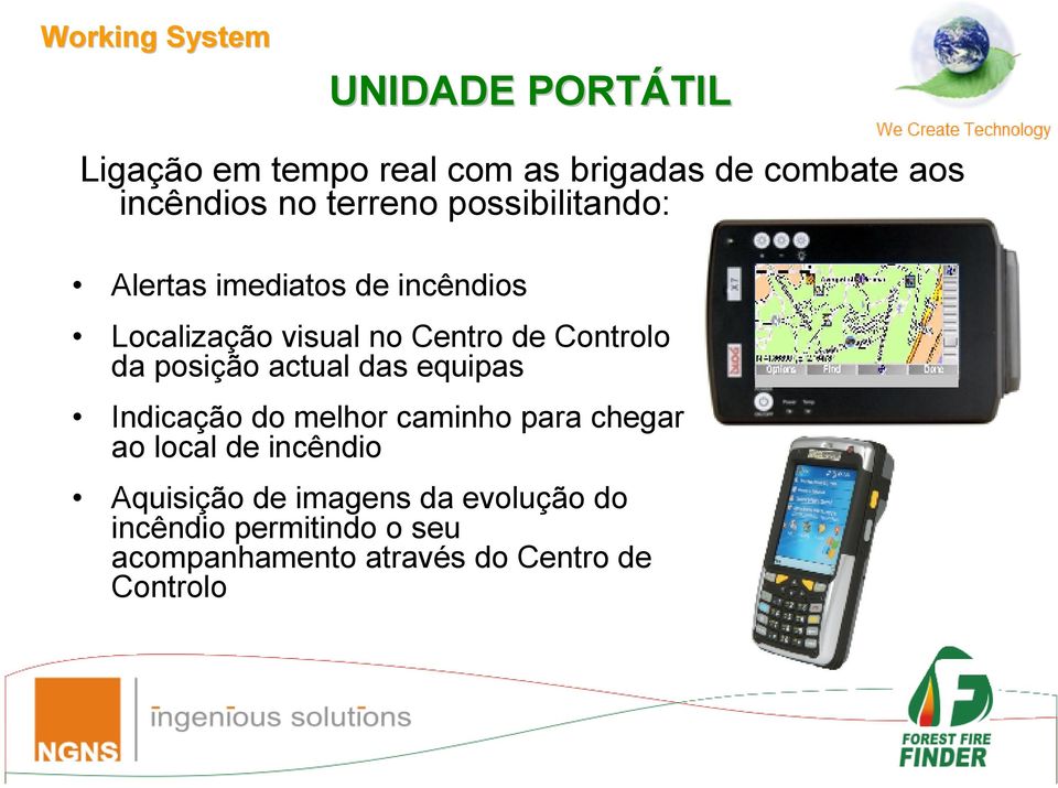 da posição actual das equipas Indicação do melhor caminho para chegar ao local de incêndio