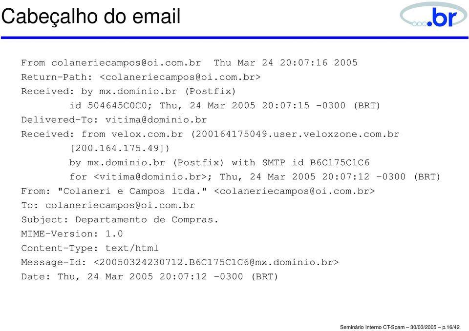 dominio.br (Postfix) with SMTP id B6C175C1C6 for <vitima@dominio.br>; Thu, 24 Mar 2005 20:07:12-0300 (BRT) From: "Colaneri e Campos ltda." <colaneriecampos@oi.com.