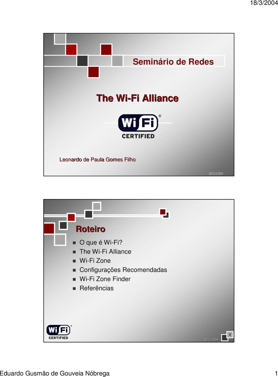 The Wi-Fi Alliance Wi-Fi Zone Configurações