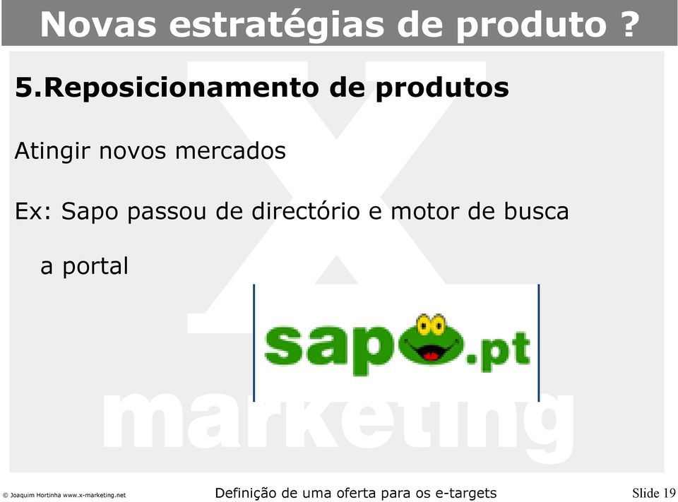 novos mercados Ex: Sapo passou de