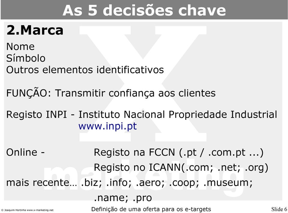 Propriedade Industrial www.inpi.pt Online - Registo na FCCN (.pt /.com.pt...) Registo no ICANN(.