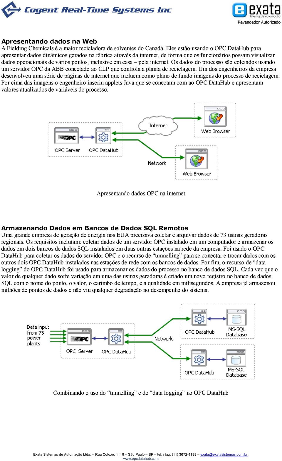 em casa pela internet. Os dados do processo são coletados usando um servidor OPC da ABB conectado ao CLP que controla a planta de reciclagem.