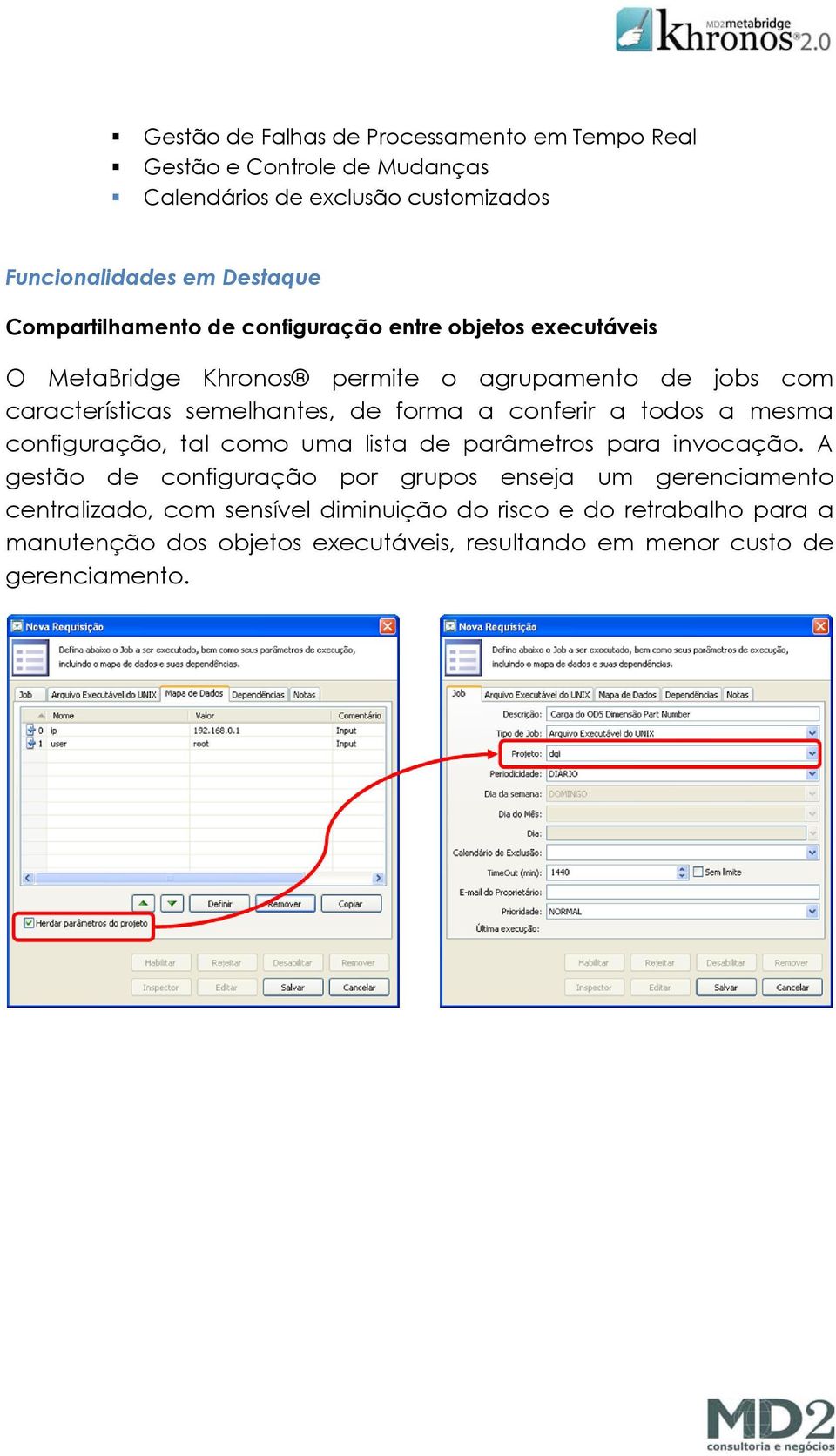 forma a conferir a todos a mesma configuração, tal como uma lista de parâmetros para invocação.