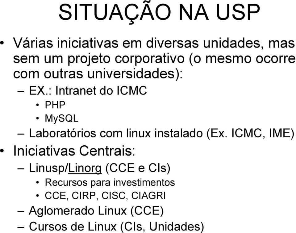 : Intranet do ICMC PHP MySQL Laboratórios com linux instalado (Ex.