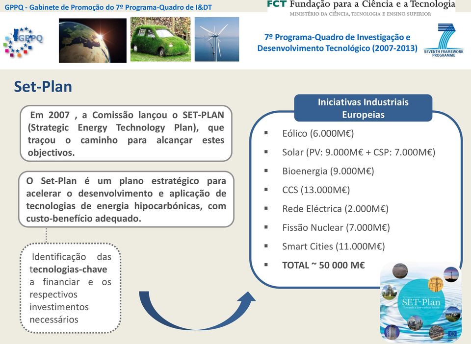 adequado. Identificação das tecnologias-chave a financiar e os respectivos investimentos necessários Eólico (6.000M ) Solar (PV: 9.000M + CSP: 7.