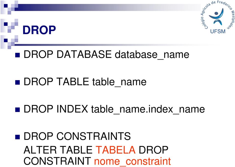 index_name DROP CONSTRAINTS ALTER