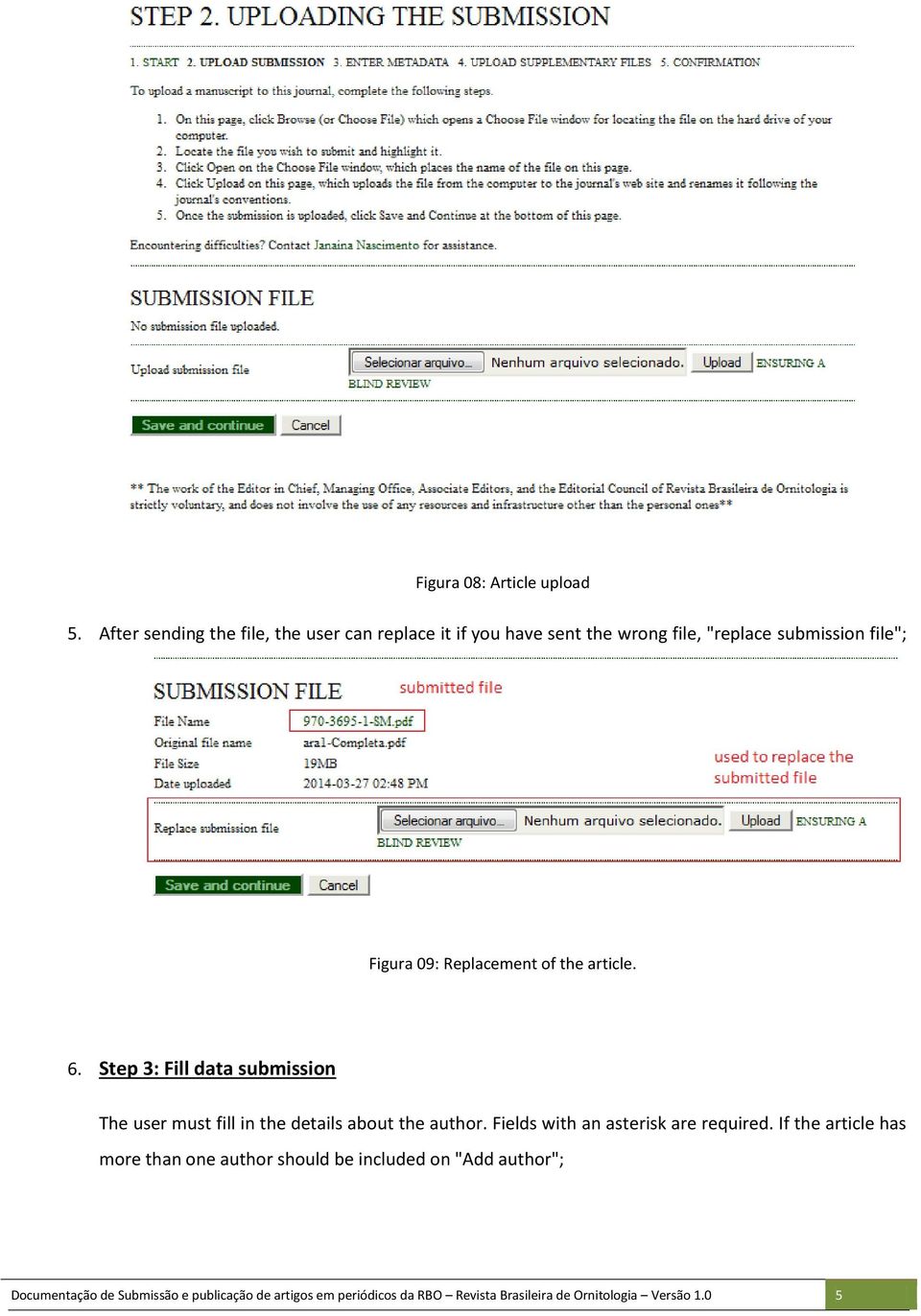 Replacement of the article. 6. Step 3: Fill data submission The user must fill in the details about the author.