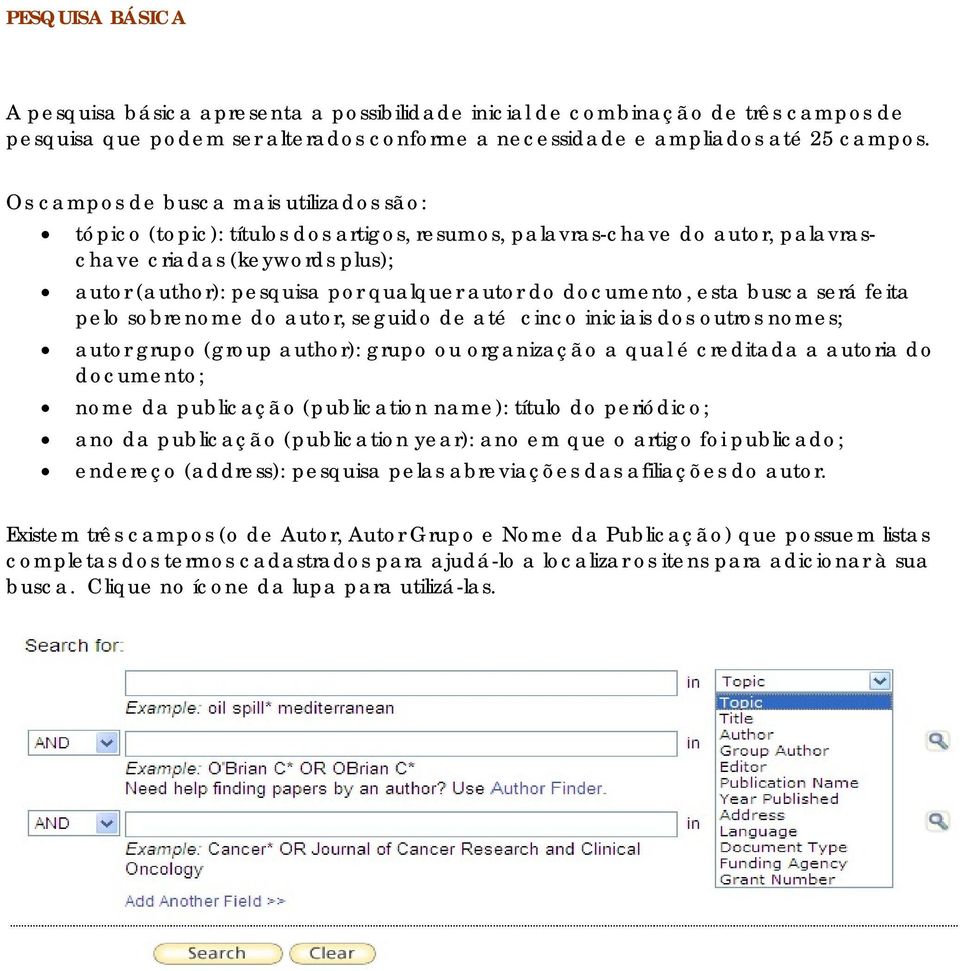 documento, esta busca será feita pelo sobrenome do autor, seguido de até cinco iniciais dos outros nomes; autor grupo (group author): grupo ou organização a qual é creditada a autoria do documento;