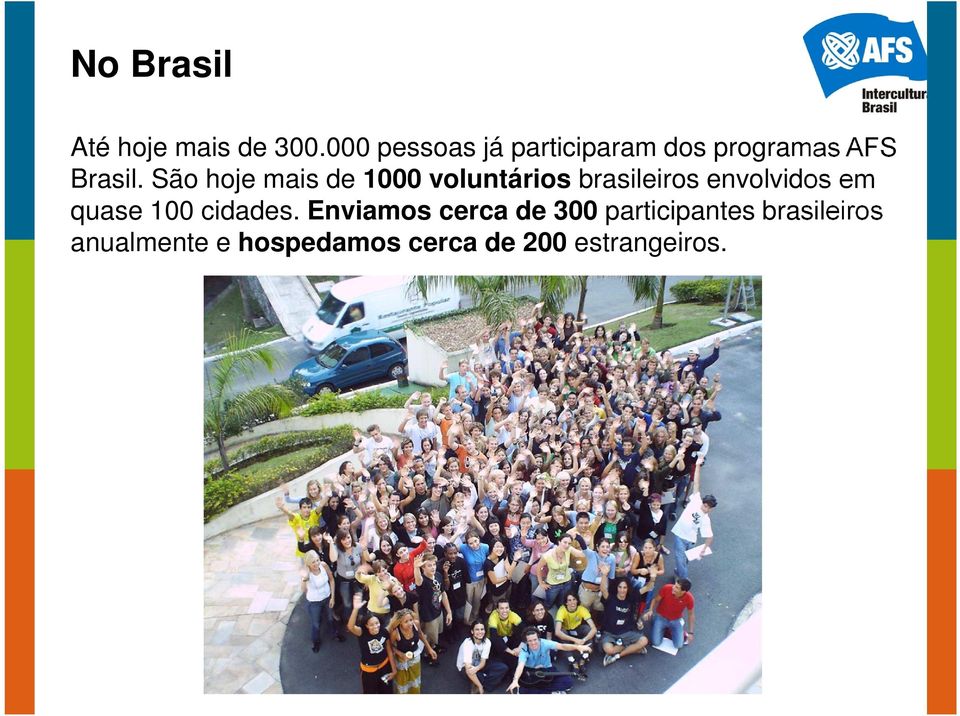 São hoje mais de 1000 voluntários brasileiros envolvidos em quase