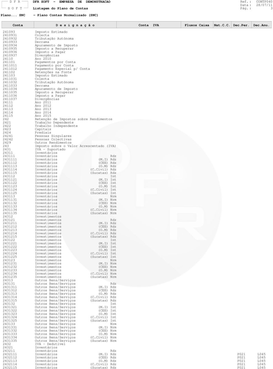 Ano 2010 241101 Pagamentos por Conta 2411011 Pagamento por Conta 2411012 Pagamento Especial p/ Conta 241102 Retenções na Fonte 241103 Imposto Estimado 2411031 Colecta 2411032 Tributação Autónoma