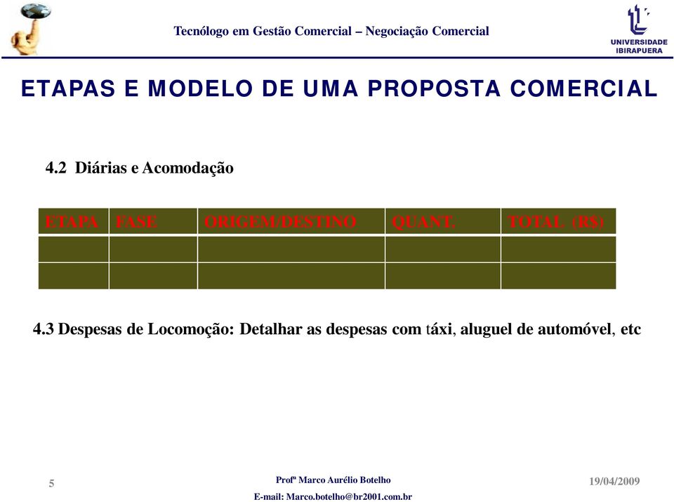 3 Despesas de Locomoção: Detalhar as