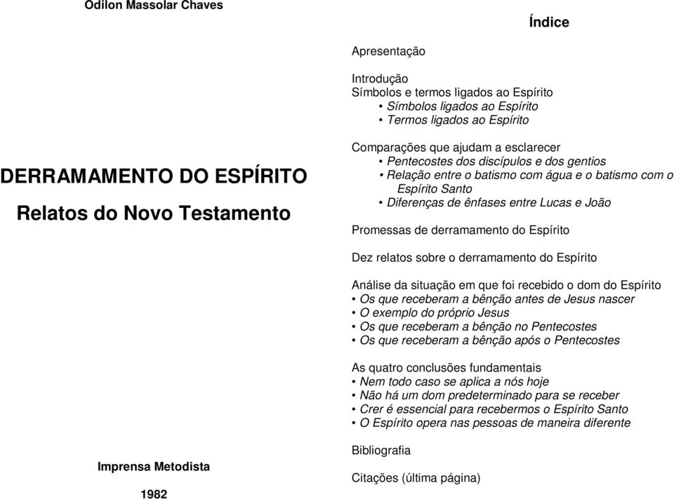 derramamento do Espírito Dez relatos sobre o derramamento do Espírito Análise da situação em que foi recebido o dom do Espírito Os que receberam a bênção antes de Jesus nascer O exemplo do próprio