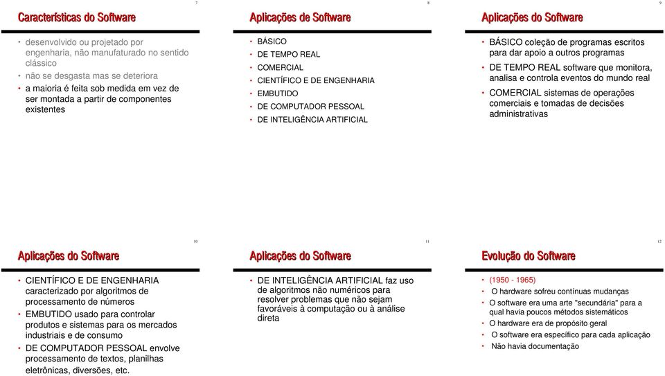 DE TEMPO REAL que monitora, analisa e controla eventos do mundo real COMERCIAL sistemas de operações comerciais e tomadas de decisões administrativas 10 11 12 CIENTÍFICO E DE ENGENHARIA caracterizado