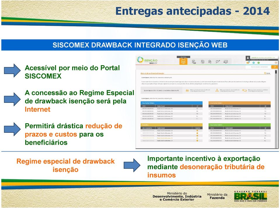 Permitirá drástica redução de prazos e custos para os beneficiários Regime especial de