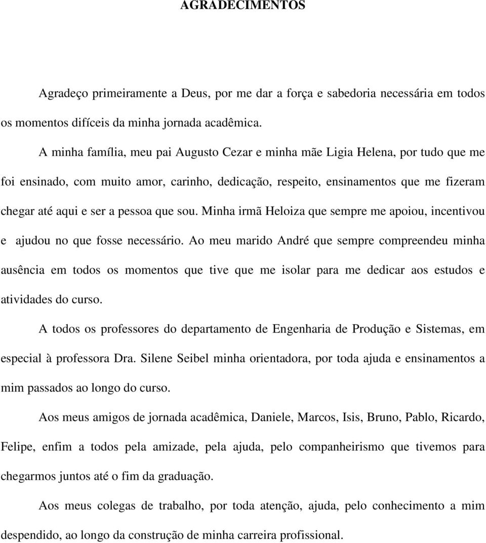 que sou. Minha irmã Heloiza que sempre me apoiou, incentivou e ajudou no que fosse necessário.