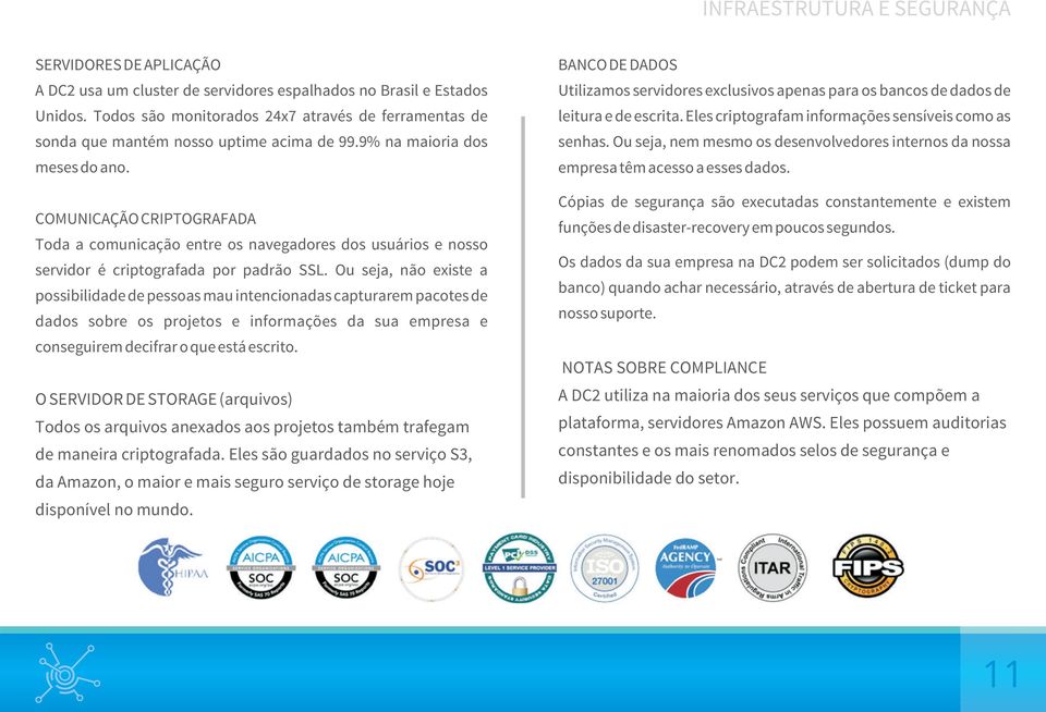 COMUNICAÇÃO CRIPTOGRAFADA Toda a comunicação entre os navegadores dos usuários e nosso servidor é criptografada por padrão SSL.