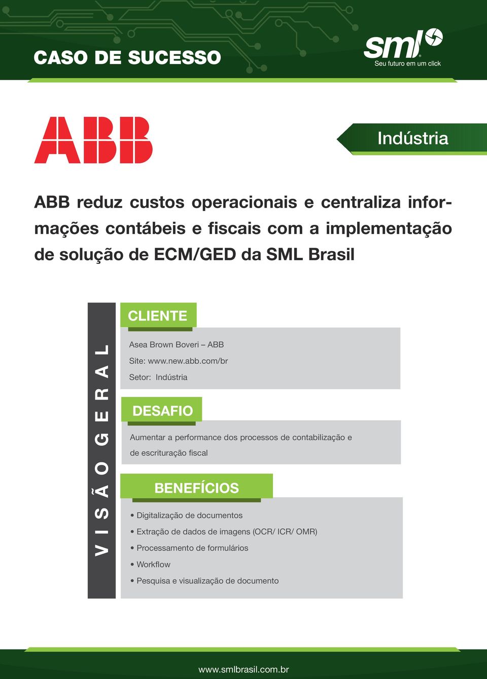 com/br Setor: Indústria DESAFIO Aumentar a performance dos processos de contabilização e de escrituração fiscal