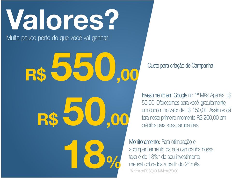 Ofereçemos para você, gratuitamente, um cupom no valor de R$ 150,00.