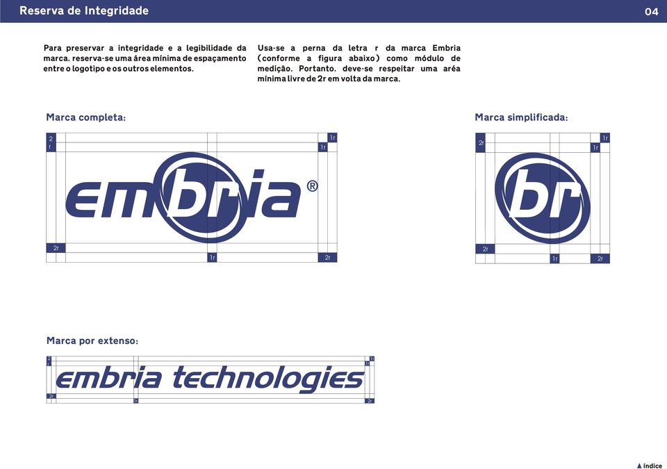 Usa-se a perna da letra r da marca Emia (conforme a figura abaixo) como módulo de medição.