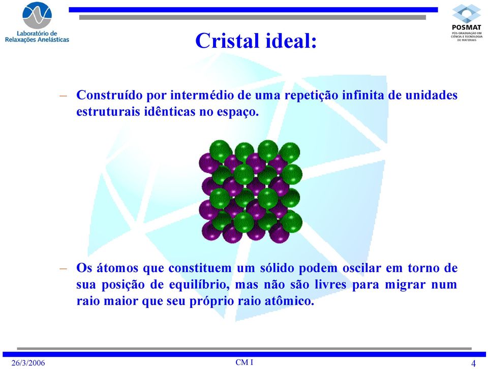 Os átomos que constituem um sólido podem oscilar em torno de sua posição