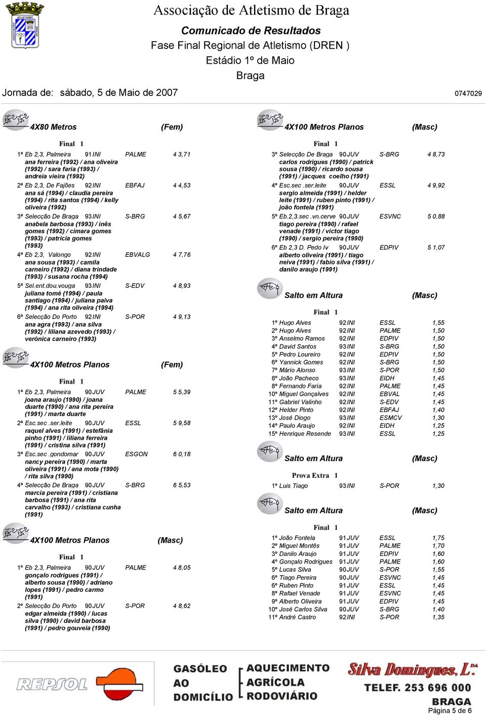 (992) / cimara gomes (993) / patricia gomes (993) 4ª Eb 2,3, Valongo 92INI EBVALG 4 7,76 ana sousa (993) / camila carneiro (992) / diana trindade (993) / susana rocha (994) 5ª Sel.ent.dou.