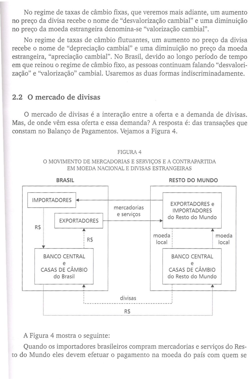 No regime de taxas de câmbio flutuantes, um aumento no preço da divisa recebe o nome de "depreciação cambial" e uma diminuição no preço da moeda estrangeira, "apreciação cambial".