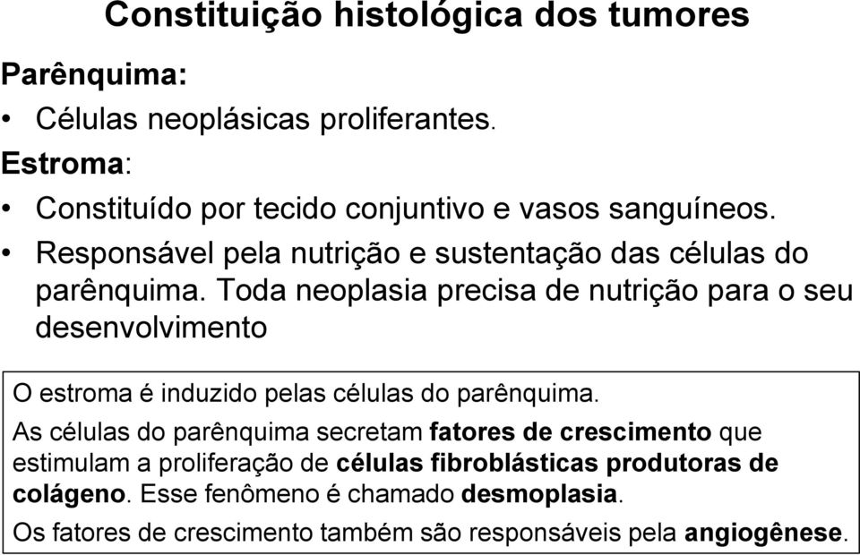 Responsável pela nutrição e sustentação das células do parênquima.