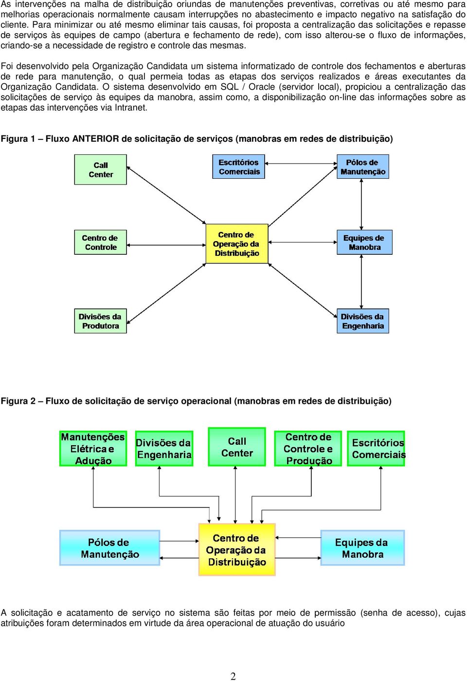 Para minimizar ou até mesmo eliminar tais causas, foi proposta a centralização das solicitações e repasse de serviços às equipes de campo (abertura e fechamento de rede), com isso alterou-se o fluxo