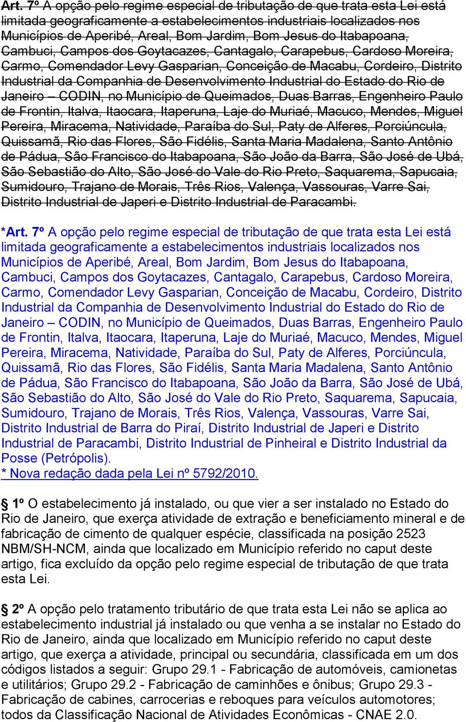 Desenvolvimento Industrial do Estado do Rio de Janeiro CODIN, no Município de Queimados, Duas Barras, Engenheiro Paulo de Frontin, Italva, Itaocara, Itaperuna, Laje do Muriaé, Macuco, Mendes, Miguel