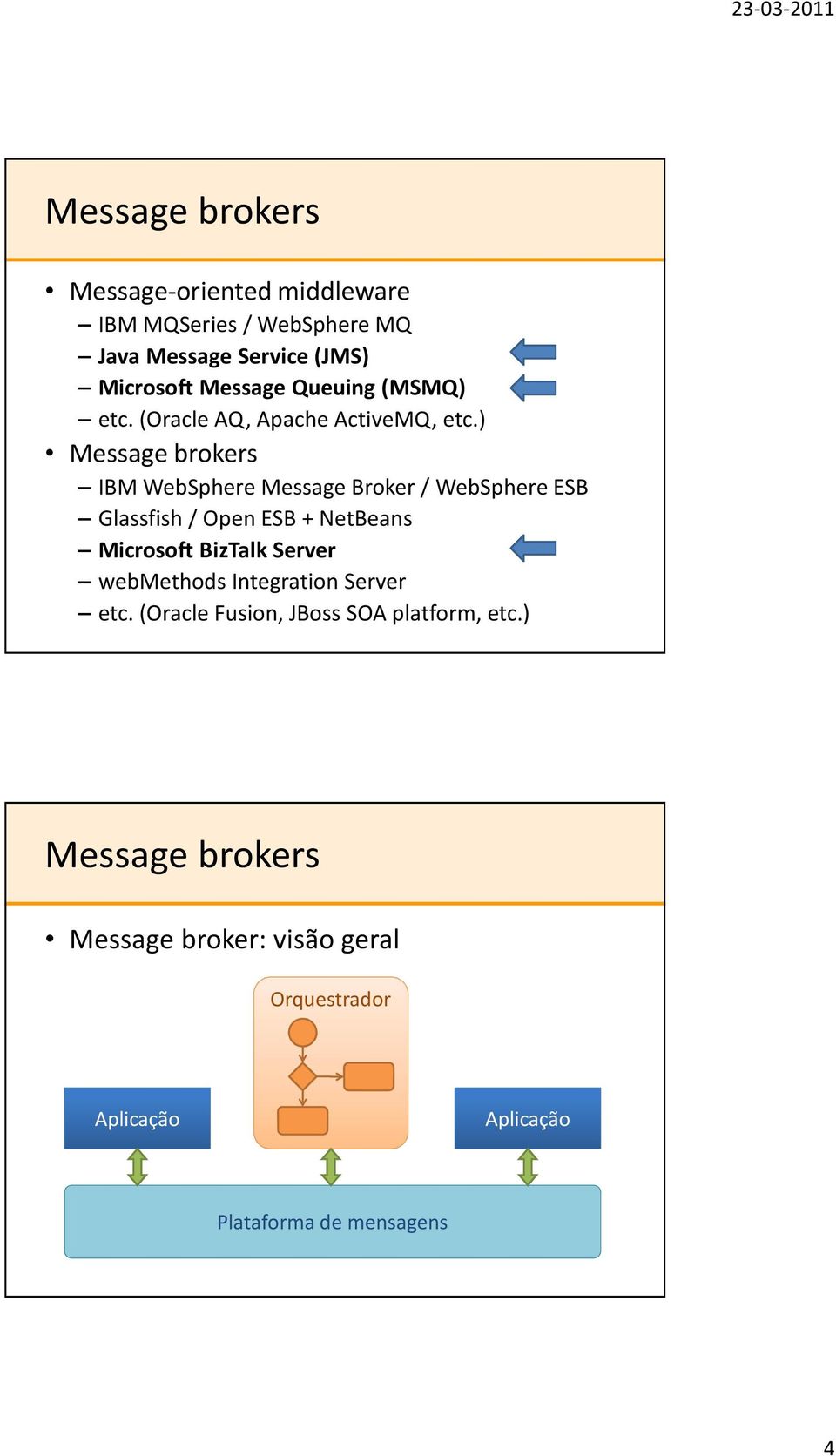) IBM WebSphere Message Broker / WebSphere ESB Glassfish/ Open ESB + NetBeans Microsoft BizTalk Server