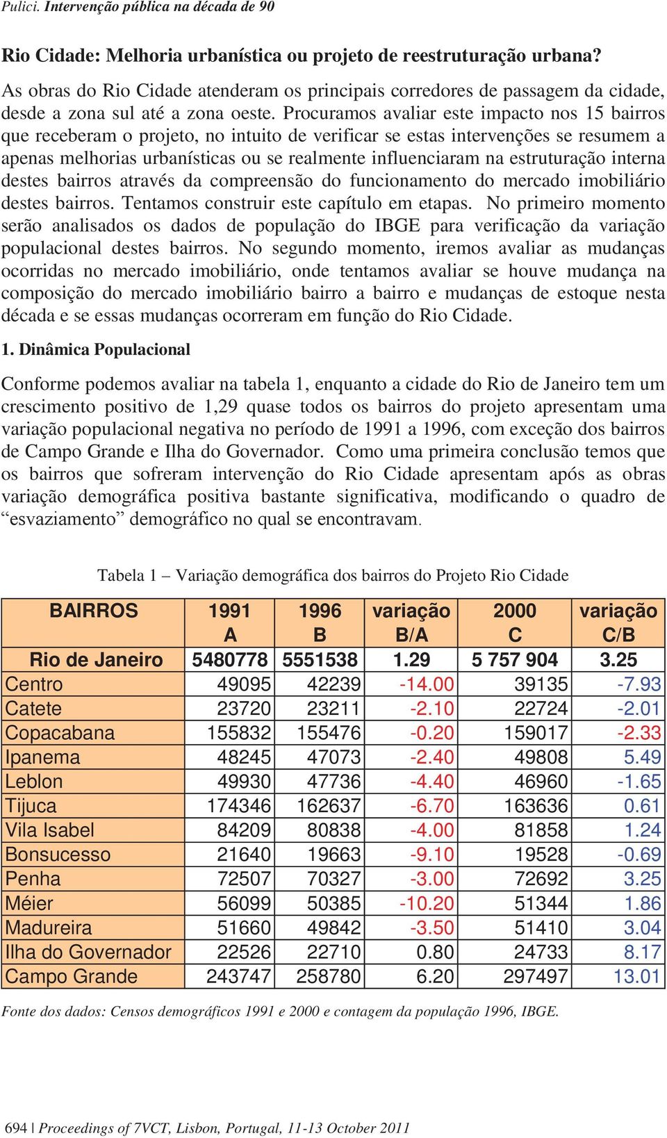 estruturação interna destes bairros através da compreensão do funcionamento do mercado imobiliário destes bairros. Tentamos construir este capítulo em etapas.