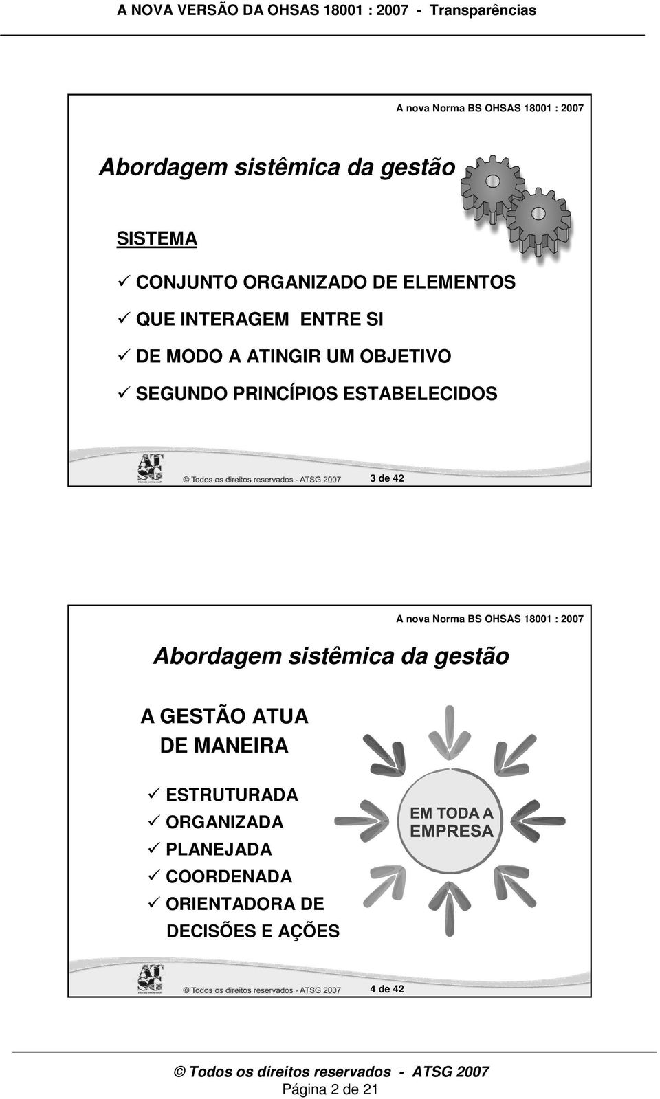 ESTABELECIDOS 3 de 42 Abordagem sistêmica da gestão A GESTÃO ATUA DE MANEIRA