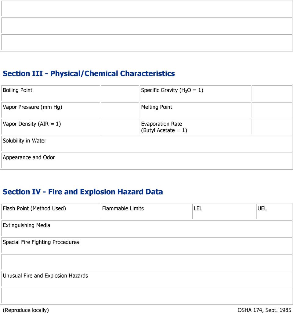 and Odor Section IV - Fire and Explosion Hazard Data Flash Point (Method Used) Flammable Limits LEL UEL