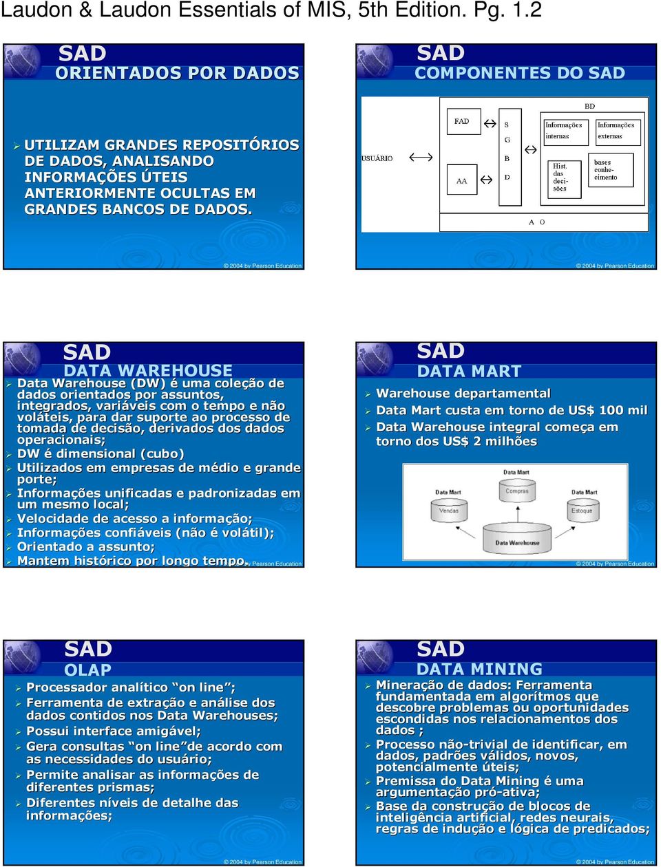 DATA WAREHOUSE Data Warehouse (DW) é uma coleção de dados orientados por assuntos, integrados, variáveis veis com o tempo e não voláteis, para dar suporte ao processo de tomada de decisão, derivados