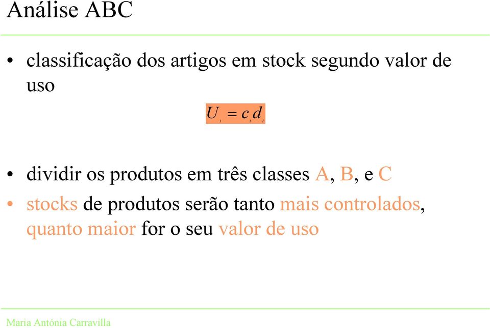 produtos em três classes A, B, e C stocksde produtos