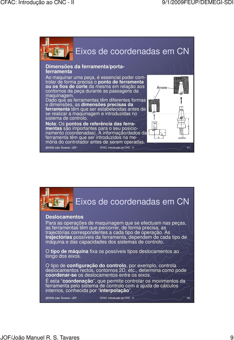 Dado que as ferramentas têm diferentes formas e dimensões, as dimensões precisas da ferramenta têm que ser estabelecidas antes de se realizar a maquinagem e introduzidas no sistema de controlo.