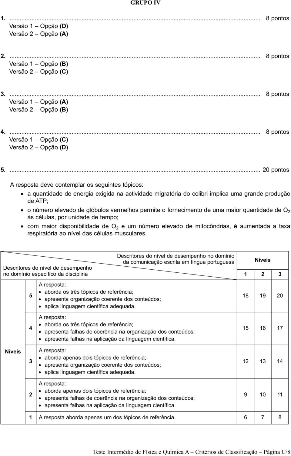 A resposta deve contemplar os seguintes tópicos: a quantidade de energia exigida na actividade migratória do colibri implica uma grande produção de ATP; o número elevado de glóbulos vermelhos permite