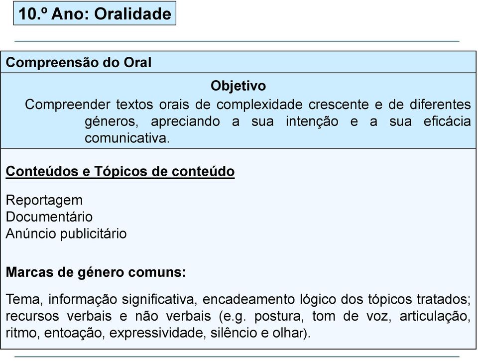 Conteúdos e Tópicos de conteúdo Reportagem Documentário Anúncio publicitário Marcas de género comuns: Tema, informação