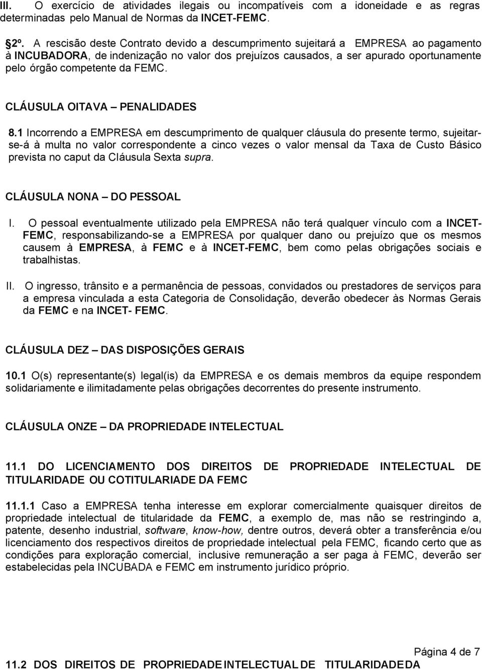 FEMC. CLÁUSULA OITAVA PENALIDADES 8.